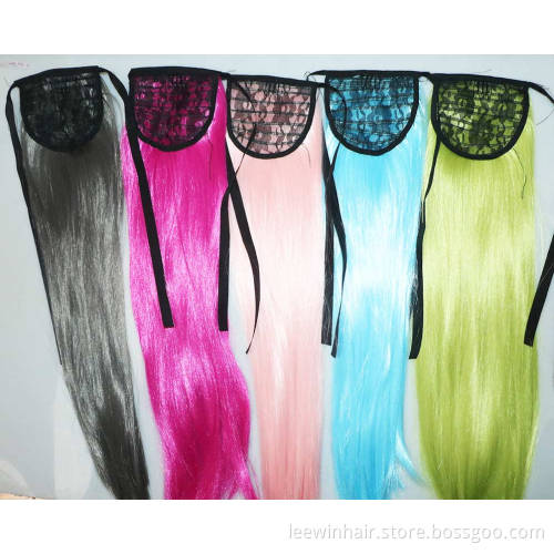 20 inches Synthetic High Temperature Fiber Hair Strappy Ponytail Clip in Hair Extensions Hairpiece